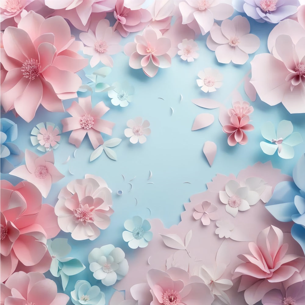 Toile de fond Fête des Mères Fleur en Papier Délicate Bleue GQ2-175
