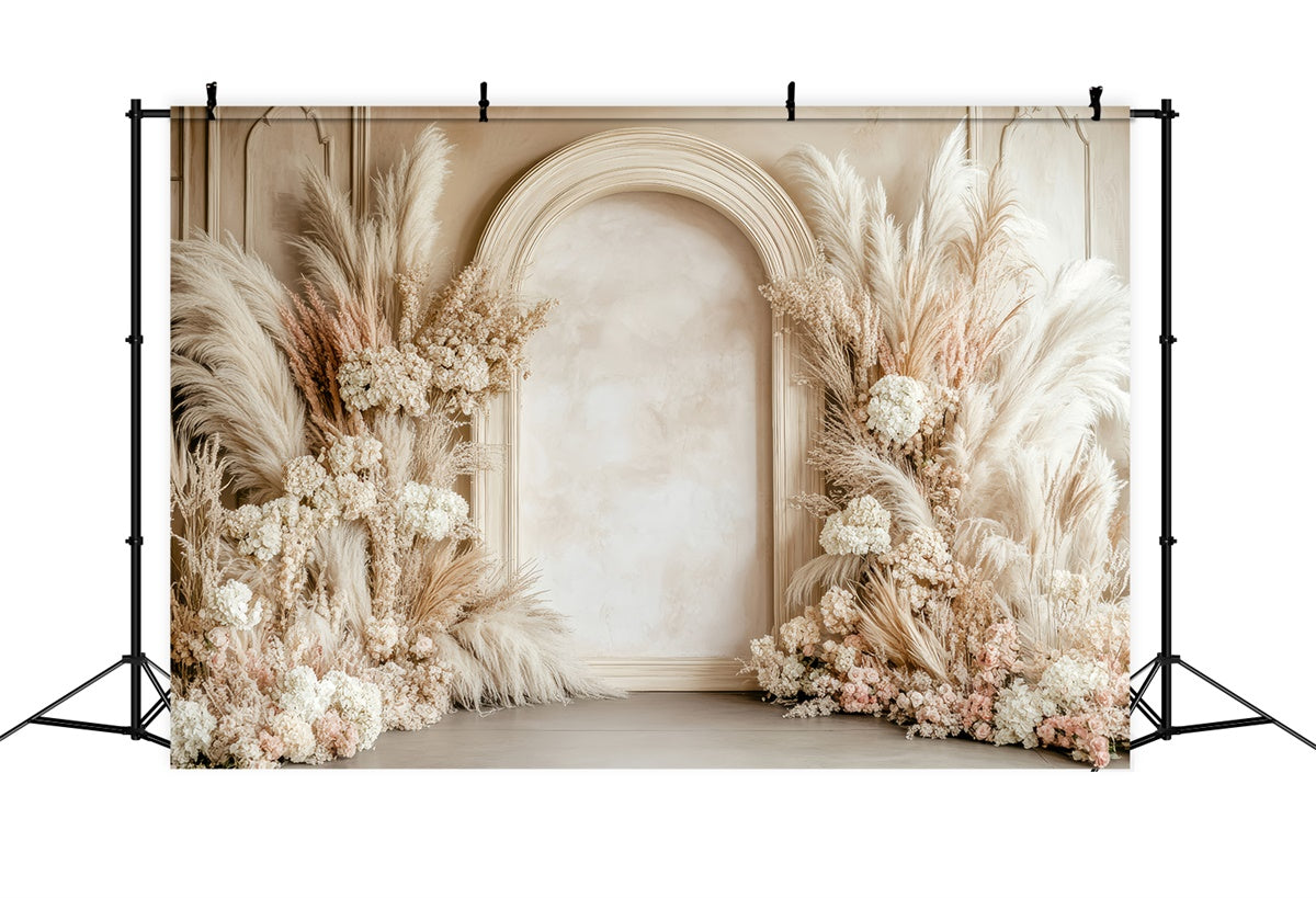 Toile de fond Pour la Fête des Mères Arche Florale Beige Élégante GQ2-185
