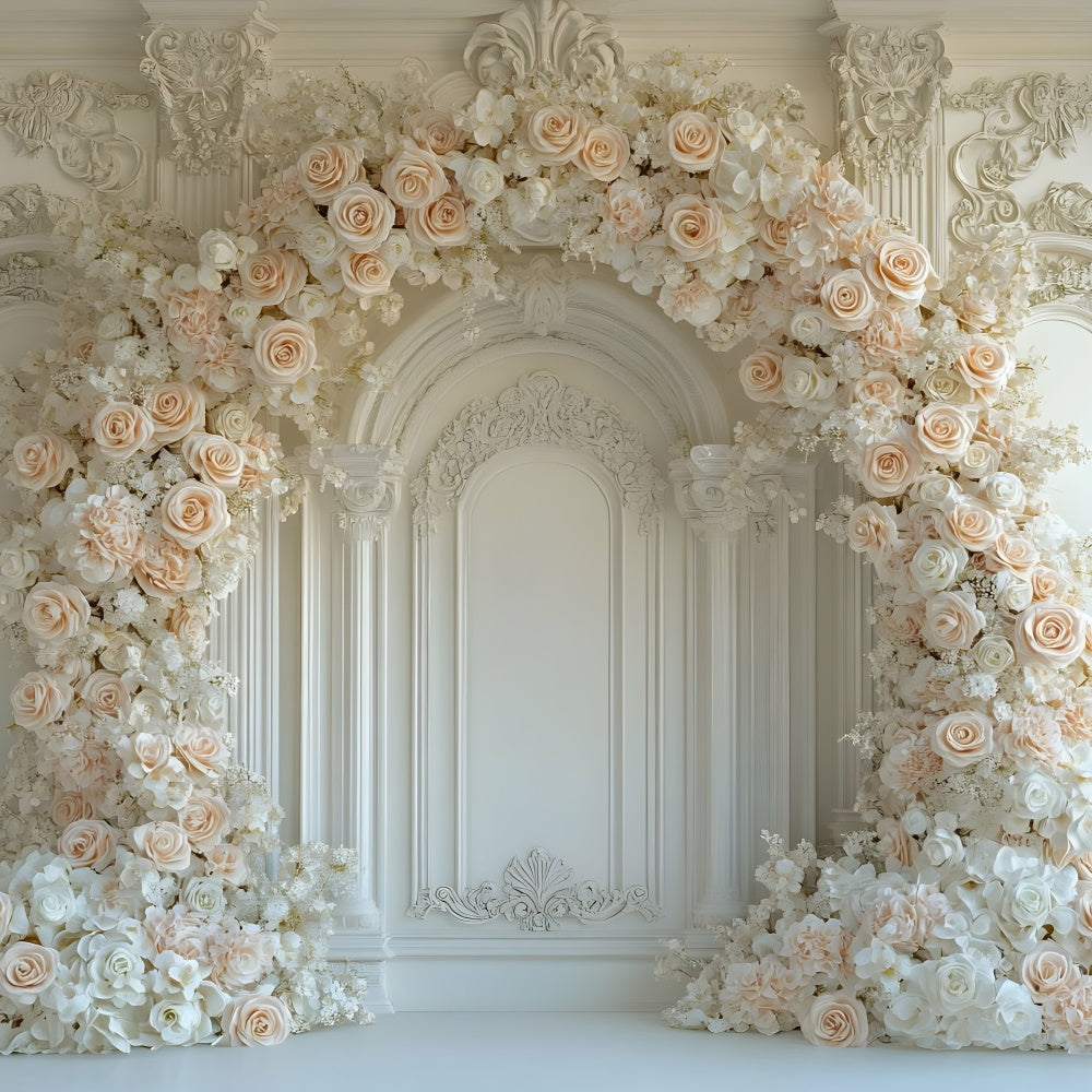 Toile de fond Fête des Mères Arche de Rose Pêche Florale GQ2-186