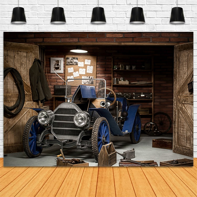 Toile de fond Joyeuse Fête des Pères Garage Vintage Voiture GQ2-214