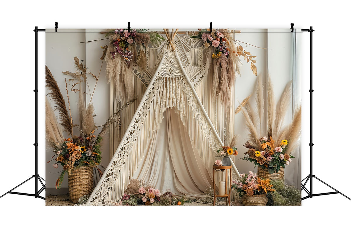 Toile de Fond Boho Idées Teepee Crème Douce Floral GQ2-8