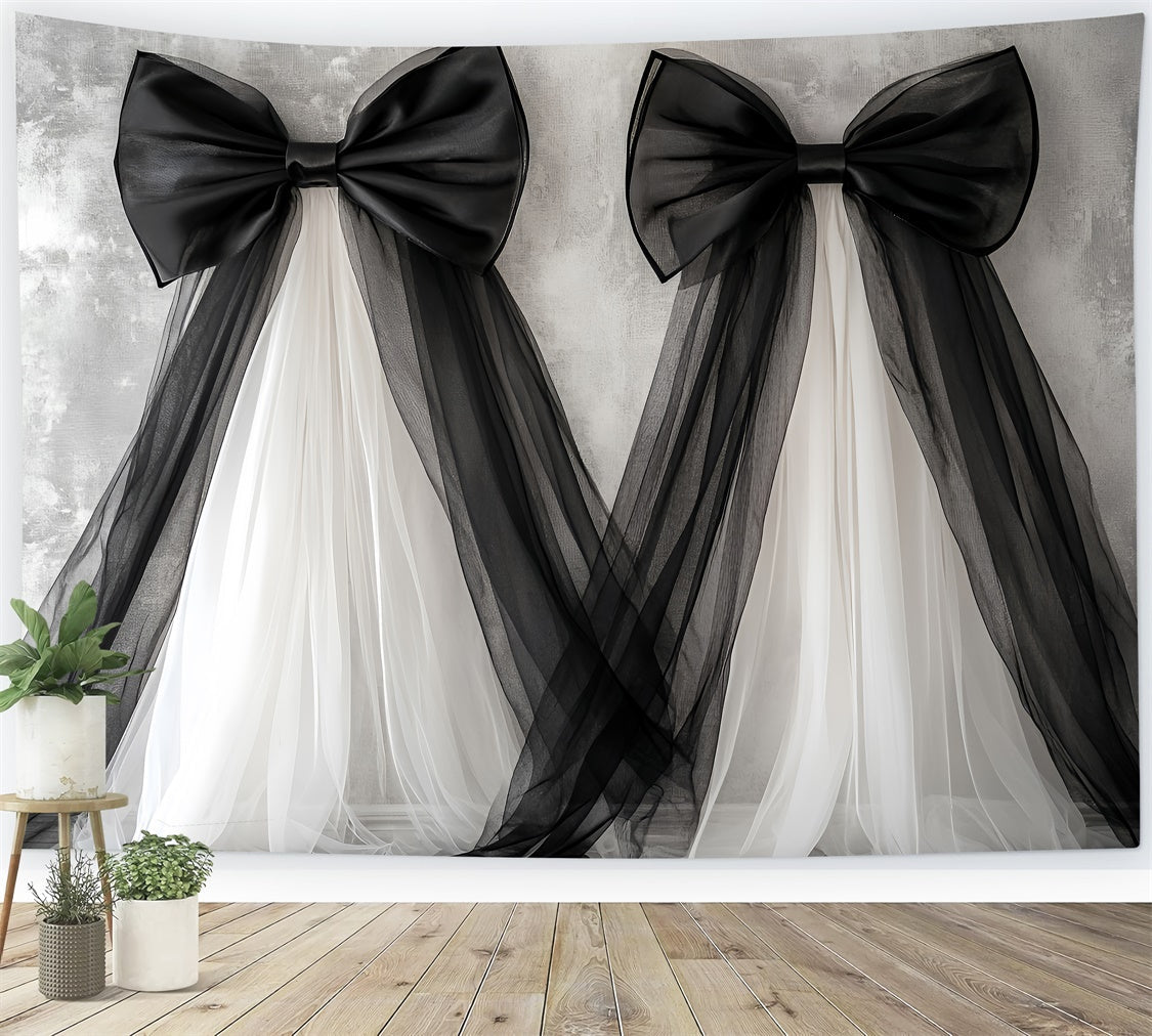 Toile de Fond Joyeuse Fête des Mères Élégant Nœud Noir et Blanc GQ2-87