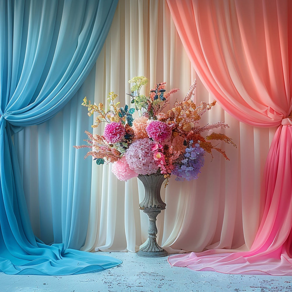 Toile de Fond Fête des Mères Romantique Rideau Ombre Fleurissant GQ2-88