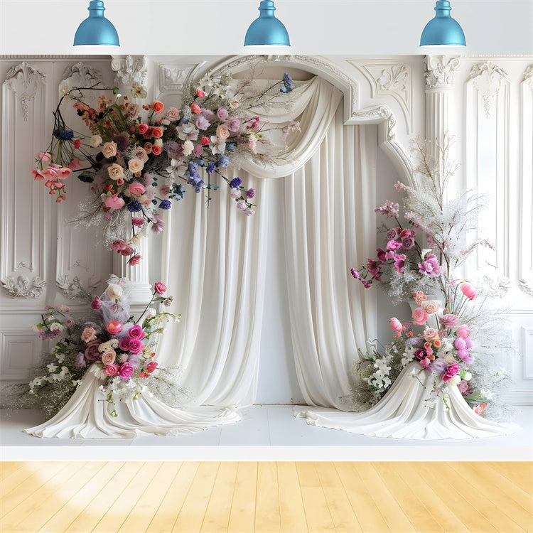 Toile de Fond Photo Fête des Mères Arche Florale Romantique Française GQ2-97