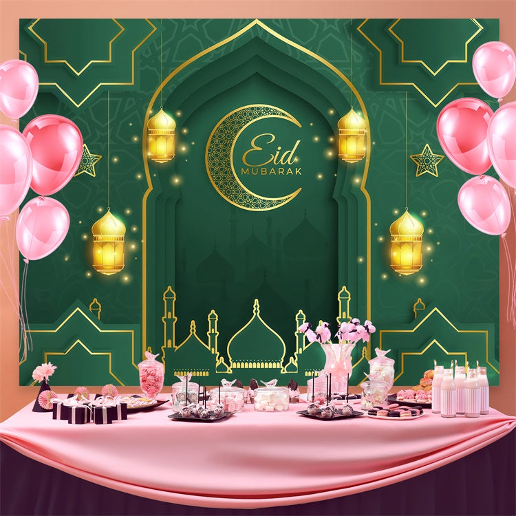 Toile de fond Eid Mubarak Grande Arche Émeraude Eid GQ3-102