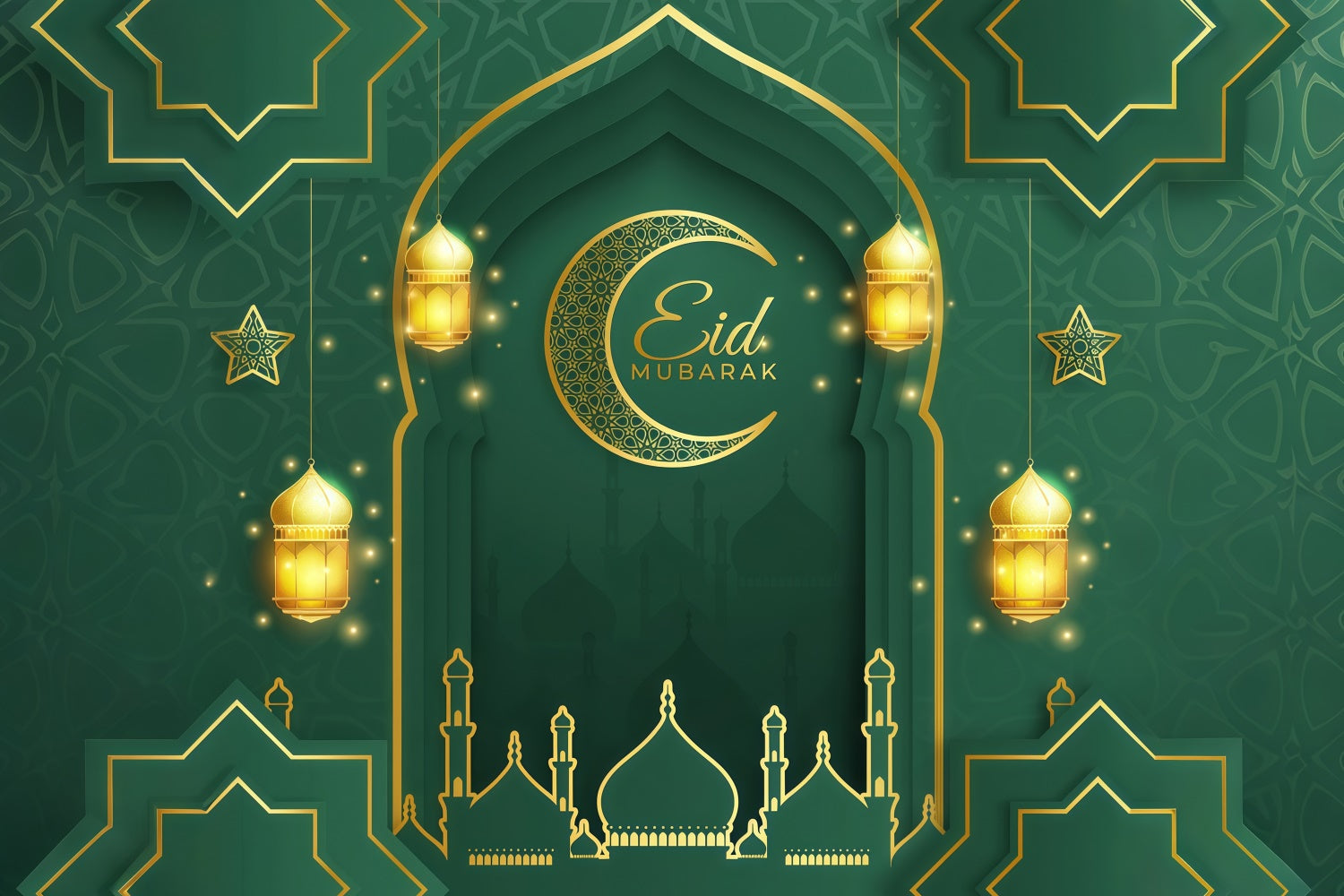 Toile de fond Eid Mubarak Grande Arche Émeraude Eid GQ3-102