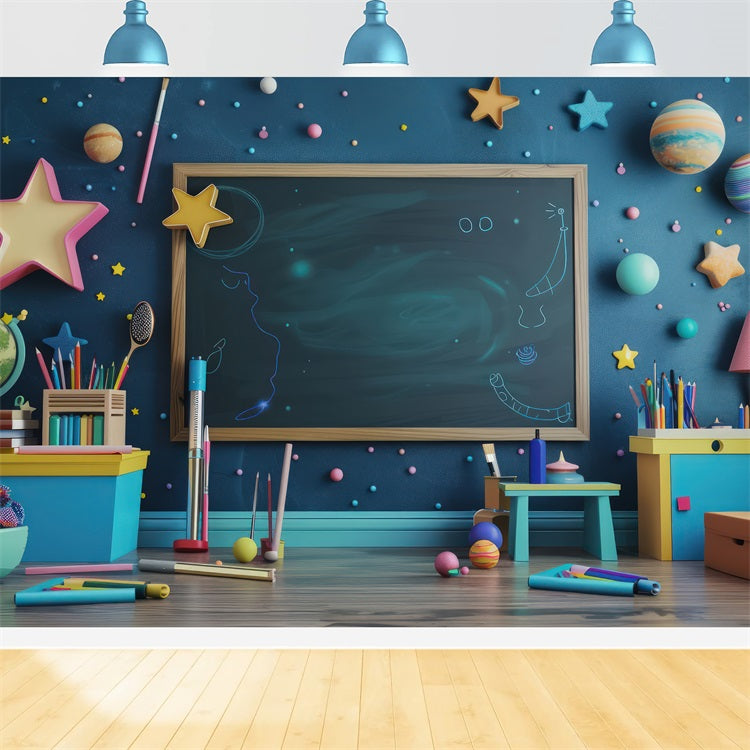 Toile de fond Rentrée des Classes Salle de Classe Thème Espace GQ3-110