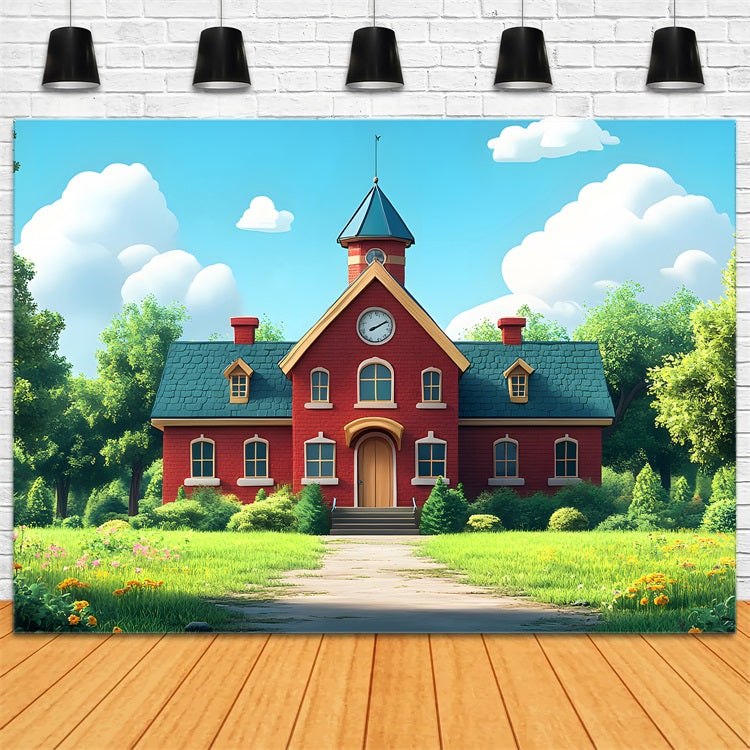 Toile de fond Rentrée des Classes École en Briques Rouges GQ3-111