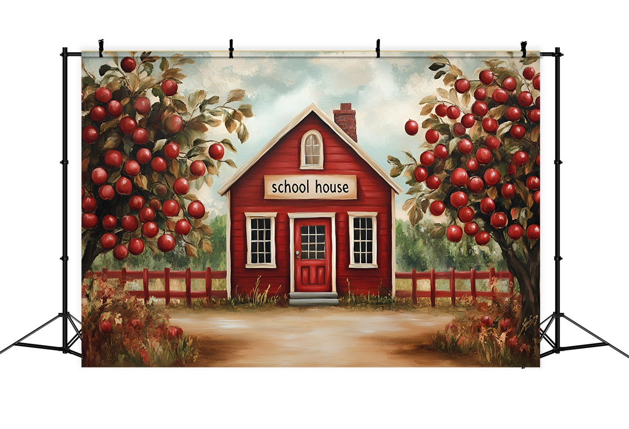 Toile de fond Rentrée des Classes Verger de Pommes et École GQ3-113