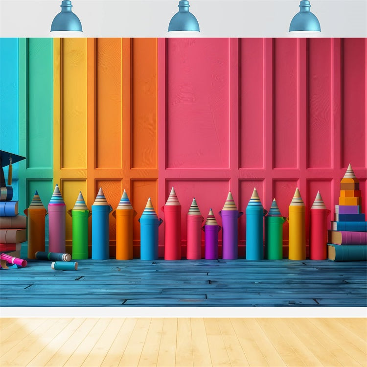 Toile de fond Rentrée des Classes Crayons de Couleur Apprentissage GQ3-130