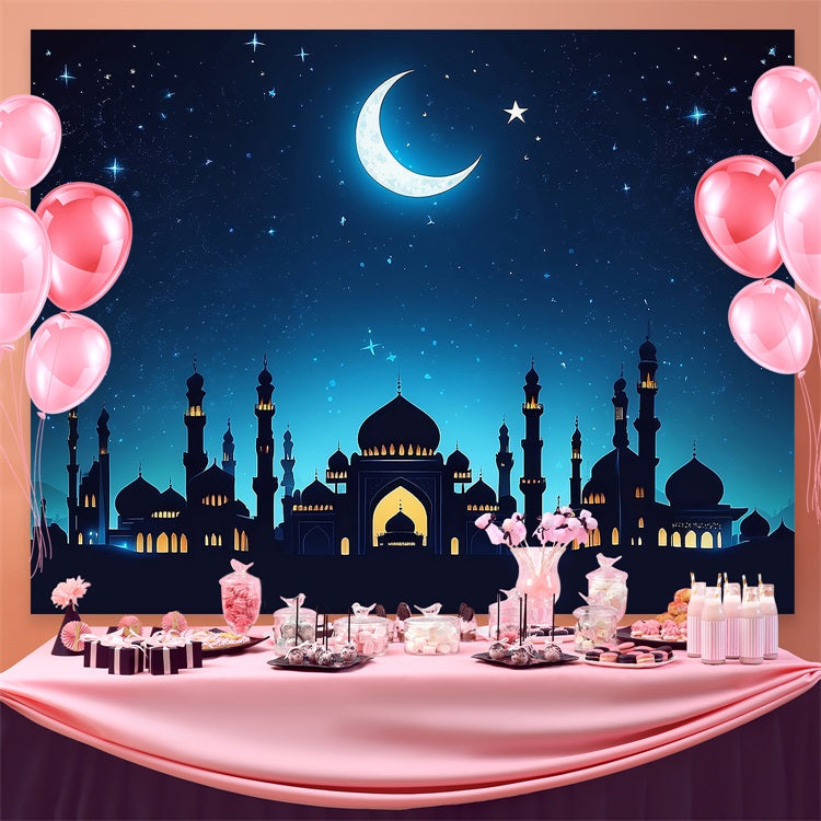 Toile de fond Ramadan Mubarak Palais Lumineux Croissant GQ3-22