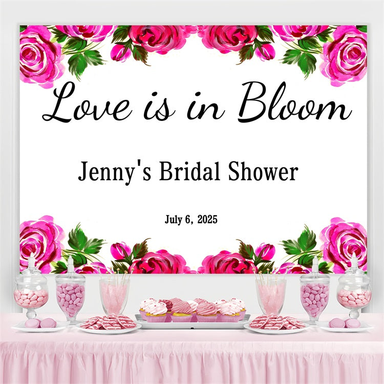 Toile de fond Bridal Shower Personnalisable Roses Romantiques GQ3-230