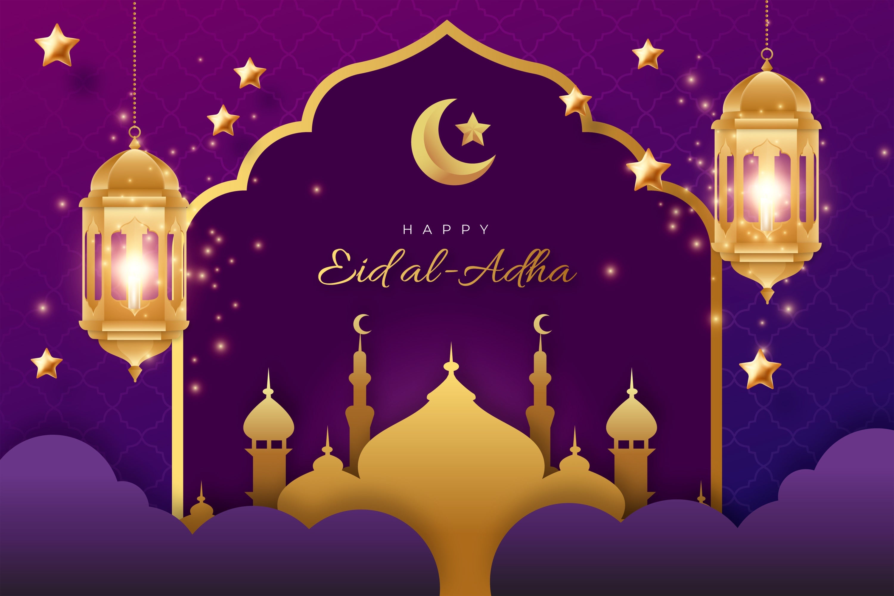 Toile de fond Eid Mubarak Croissant Royal Pourpre Eid GQ3-76