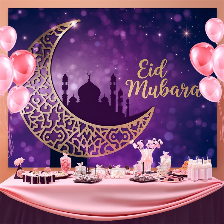 Toile de fond Eid Mubarak Célébration Étoilée Pourpre Royale GQ3-83