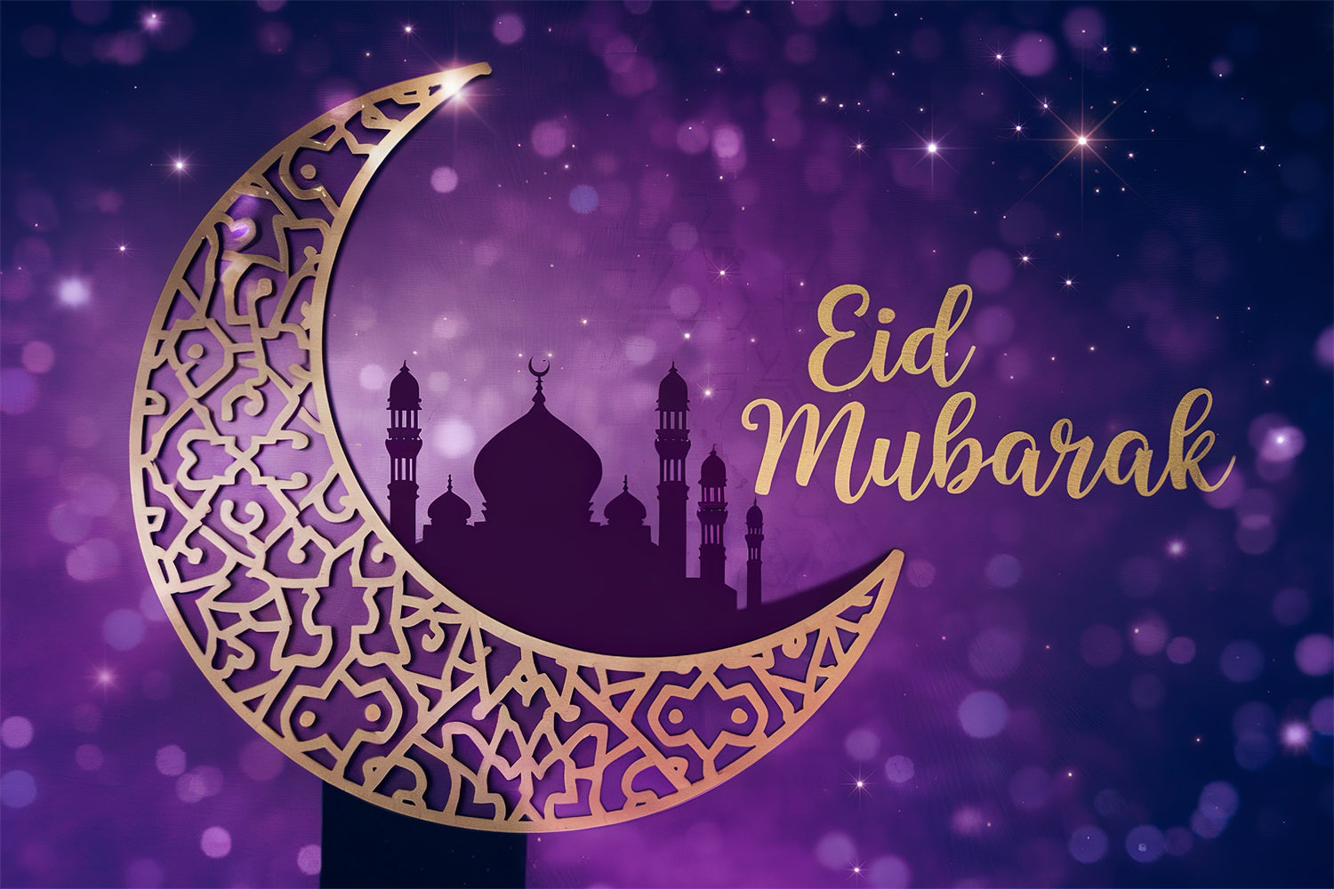 Toile de fond Eid Mubarak Célébration Étoilée Pourpre Royale GQ3-83