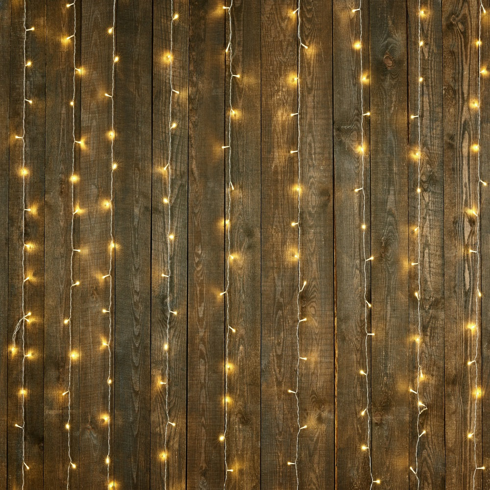 Toile de fond Bois Foncé Guirlandes Lumineuses Chaudes GQ4-128