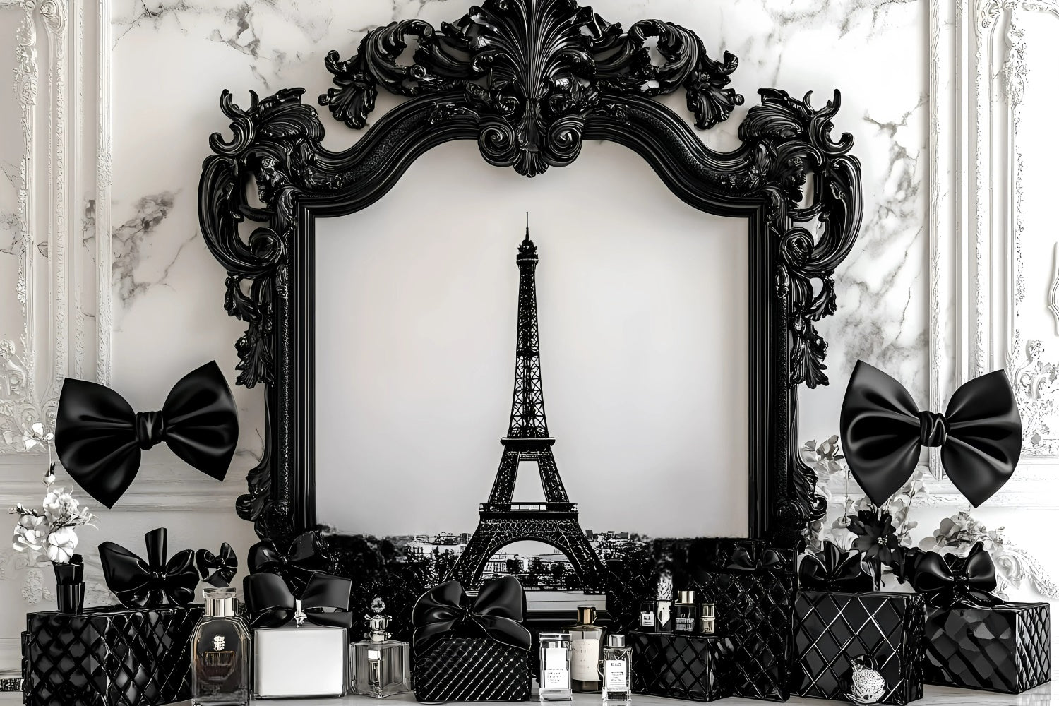 Toile de fond Paris Cadre Noir Parfum de Luxe GQ4-166