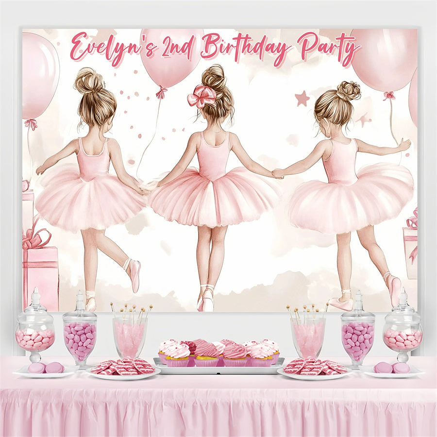 Toile de fond Personnalisable Anniversaire Danseuses Pastel GQ4-225