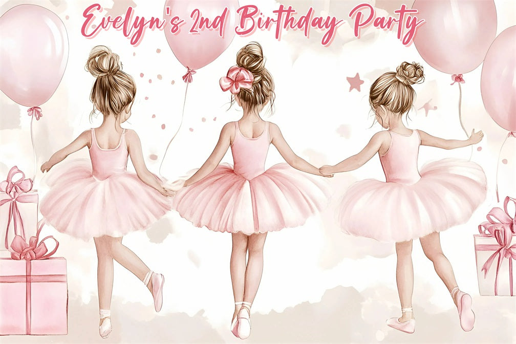 Toile de fond Personnalisable Anniversaire Danseuses Pastel GQ4-225