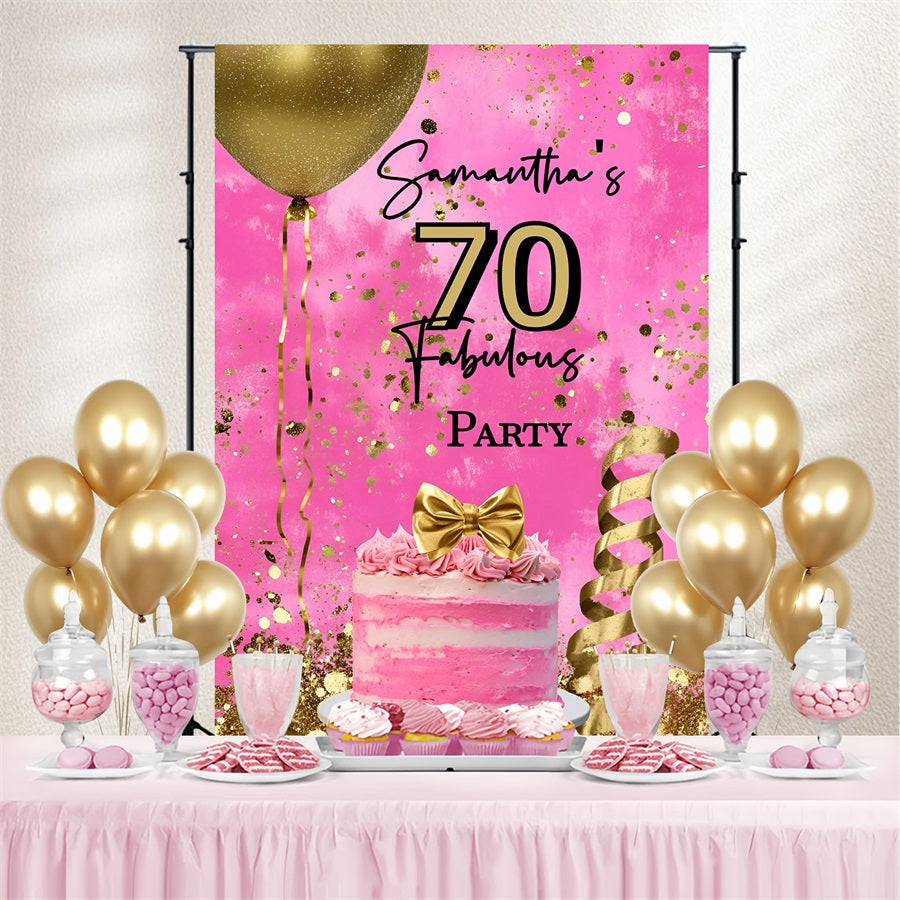 Toile de fond Personnalisable Anniversaire Gâteau Ballons Confettis 70e GQ4-241