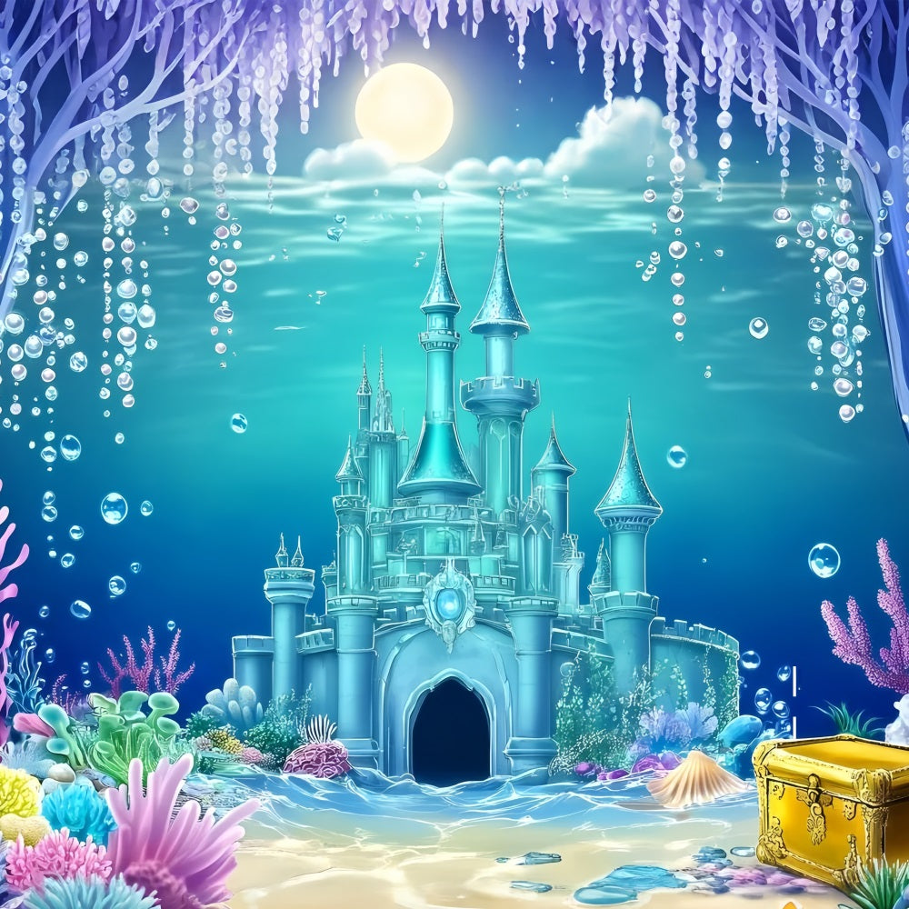 Toile de fond de Plage Été Château Sous-Marin GQ4-251