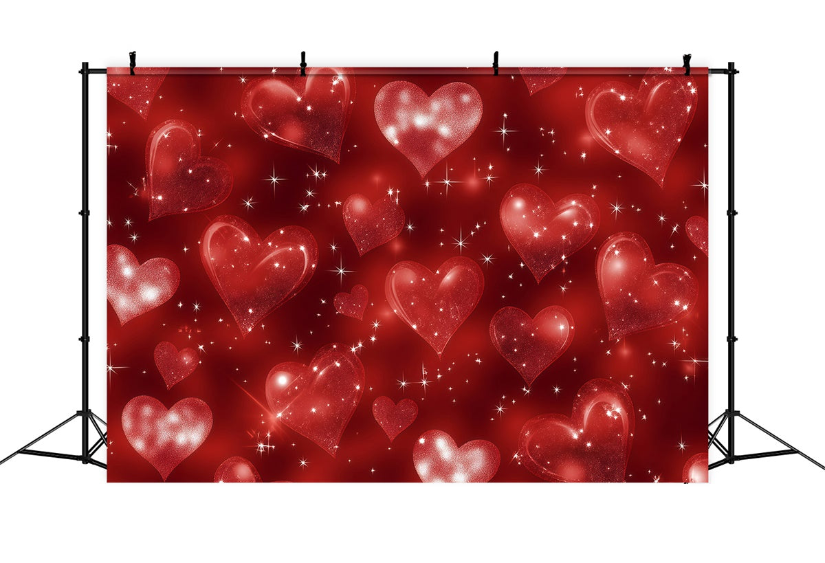 Toile de fond Vieille École Cœurs d'Amour Rouges Brillants Vintage GQ4-300