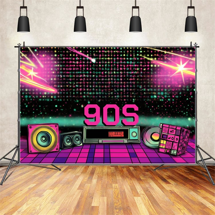 Toile de fond Photo Années 90 Disco Rétro Lumières de Fête Vintage GQ4-308