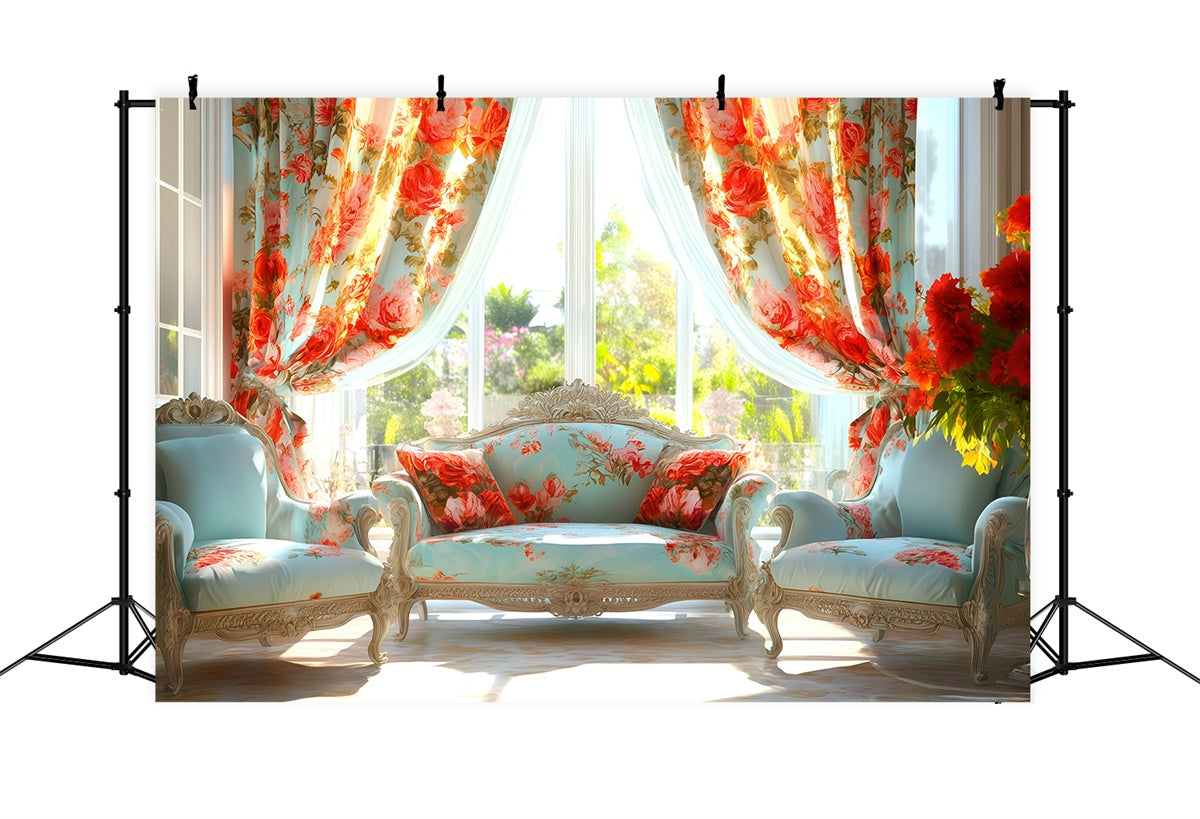 Toile de fond Photo Vintage Pour Photographie Canapé Rideau Rose Chic GQ4-323