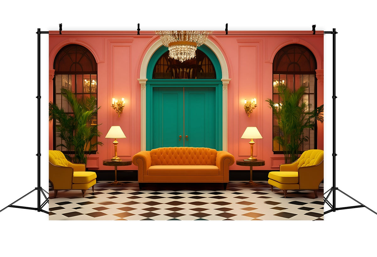 Toile de fond Photo Vintage Pour Photoshoot Lobby Hôtel Coloré GQ4-329