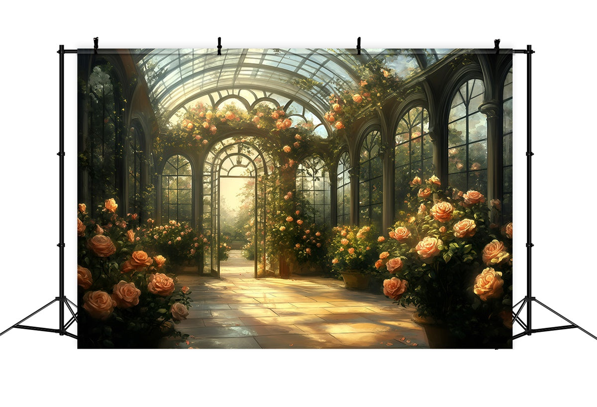 Toile de fond Photo Vintage Pour Photoshoot Serre Romantique Roses GQ4-335