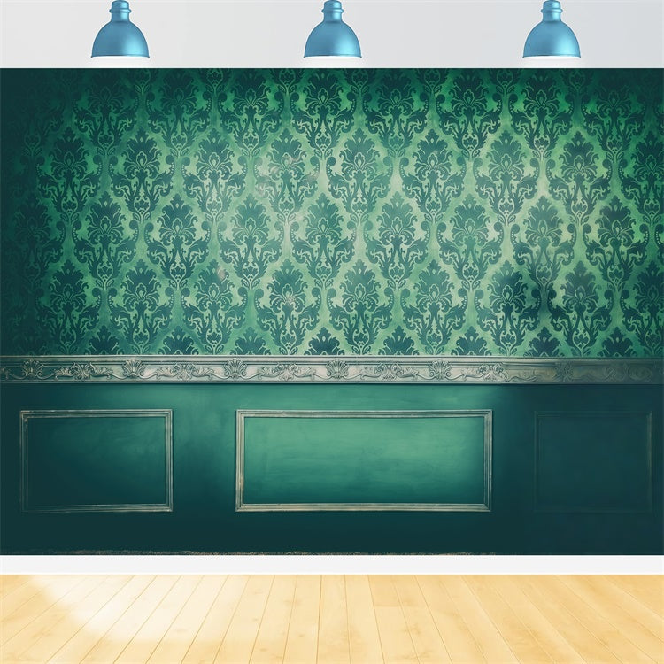 Toile de fond Mur Vintage Damassé Émeraude Photo Vintage GQ4-337