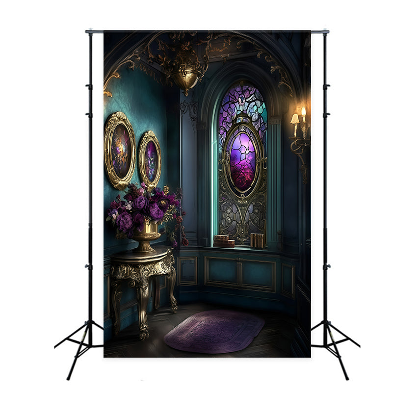 Toile de fond Victorienne Backdrops Fenêtre en Verre Ornée Photo Vintage GQ4-341