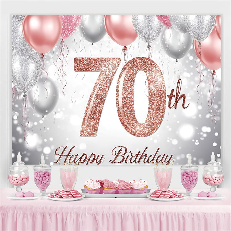 Toile de fond Personnalisable Anniversaire Ballons 70ème GQ4-4