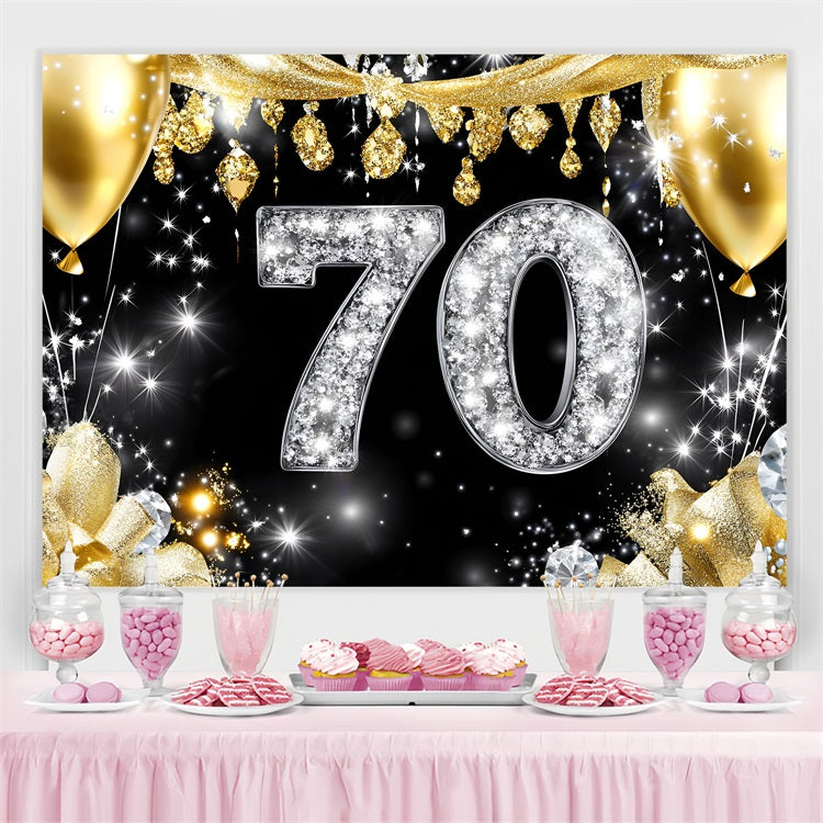 Toile de fond Personnalisable Anniversaire Diamant Paillettes 70ème GQ4-5