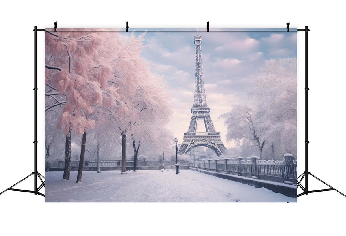 Toile de fond Photo Paris Scène Hivernale Tour Eiffel GQ4-53