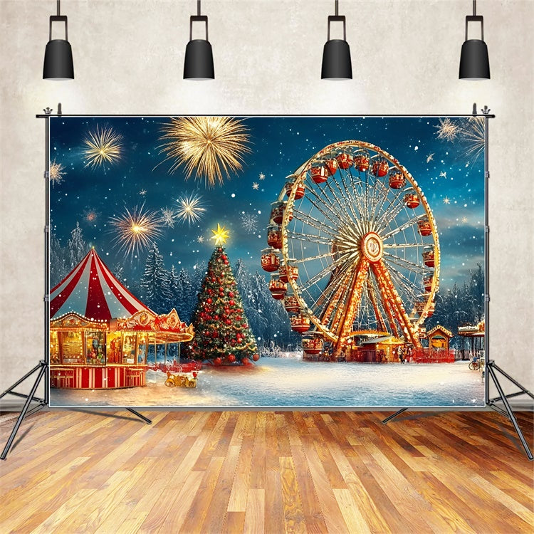 Toile de fond Carnaval Grande Roue de Noël Feux d’Artifice GQ5-118