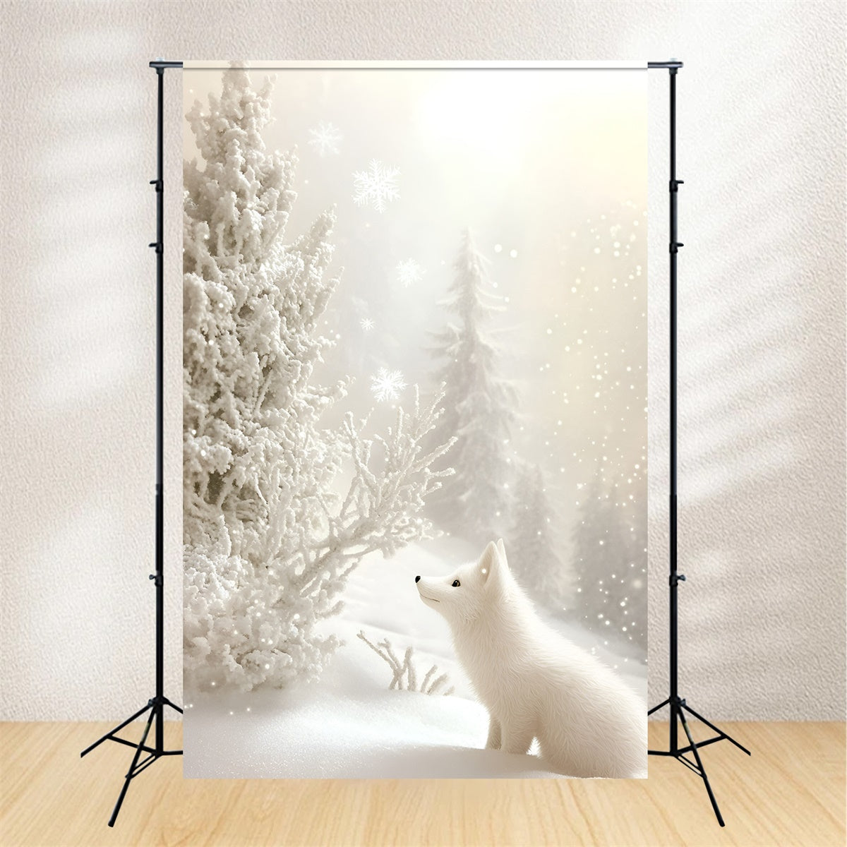 Toile de fond Hiver Flocon Renard Blanc Éclat GQ57-156
