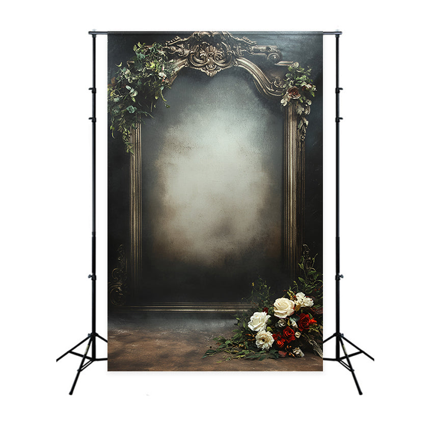 Fond Pour Portrait Photo Cadre Orné Vintage Accents Floraux GQ58-87