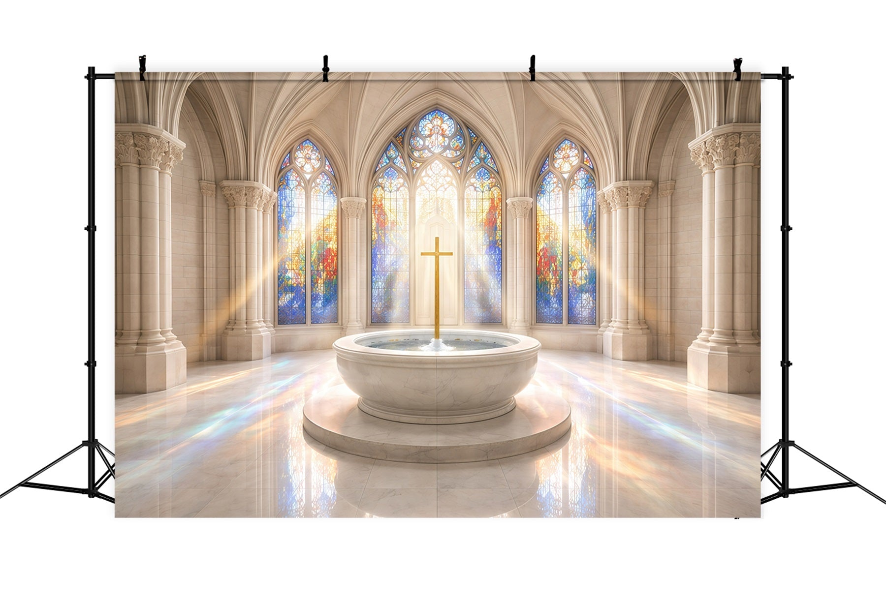 Fond de Pâques Croix Fenêtre Salle Église GQ61-1