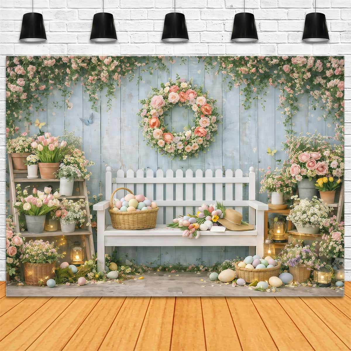 Fond de Pâques Jardin Marché Fleurs Printanières GQ61-33