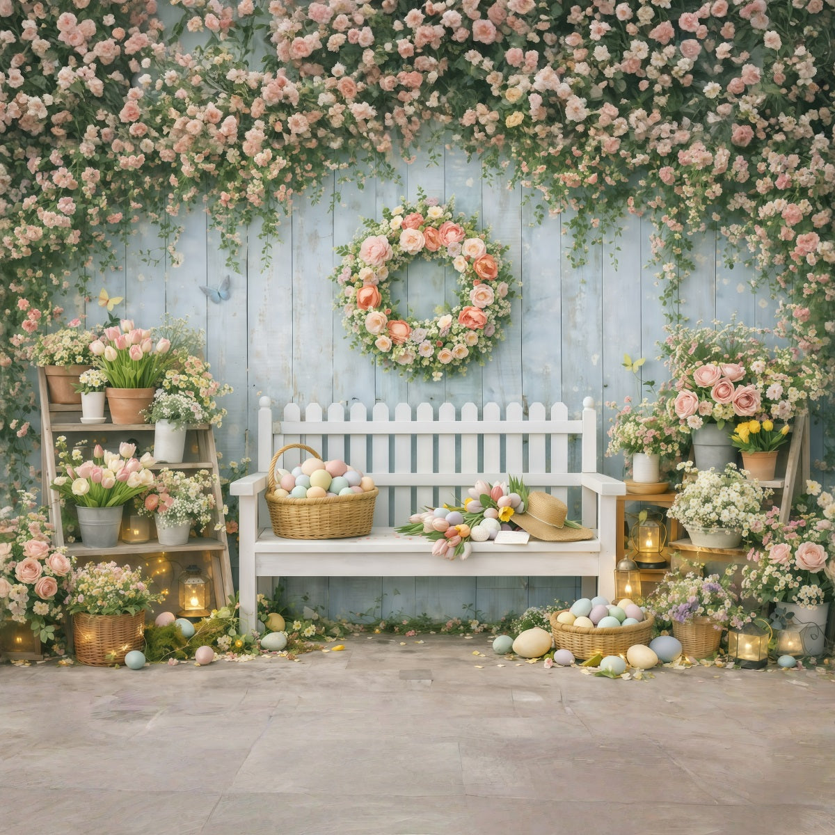 Fond de Pâques Jardin Marché Fleurs Printanières GQ61-33