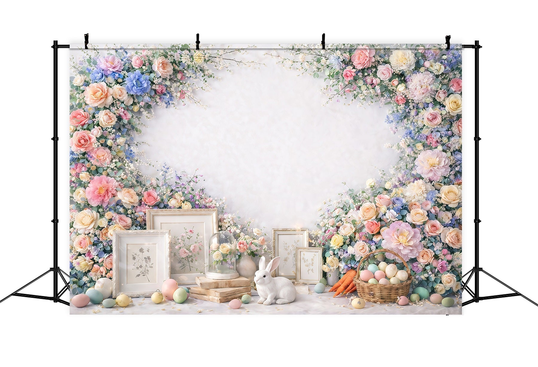 Fond de Pâques Lapin Œuf Minimal Ton Crème GQ61-37