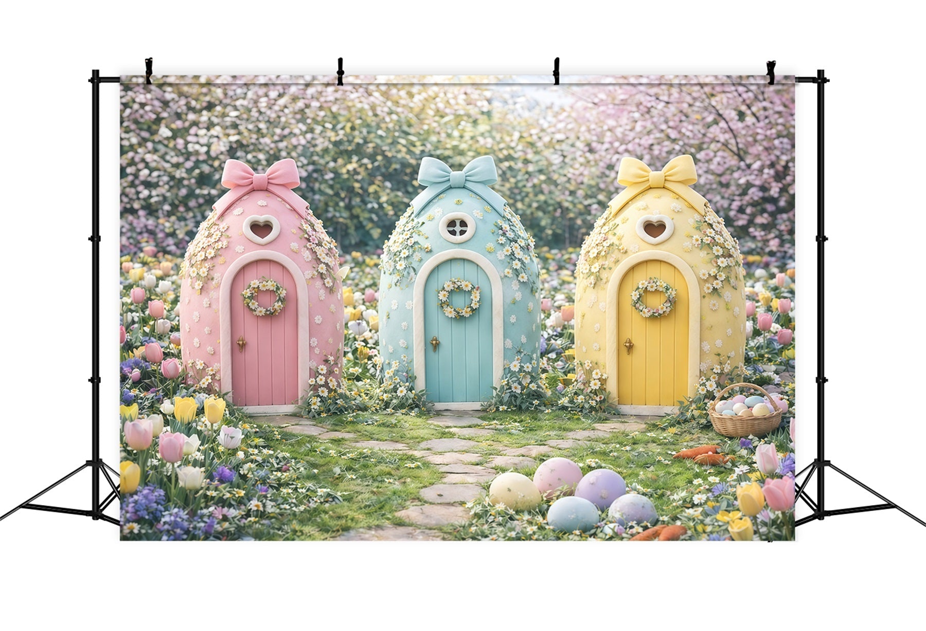 Toile de fond Pâques Trio Cottage Féerique Pastel GQ61-47