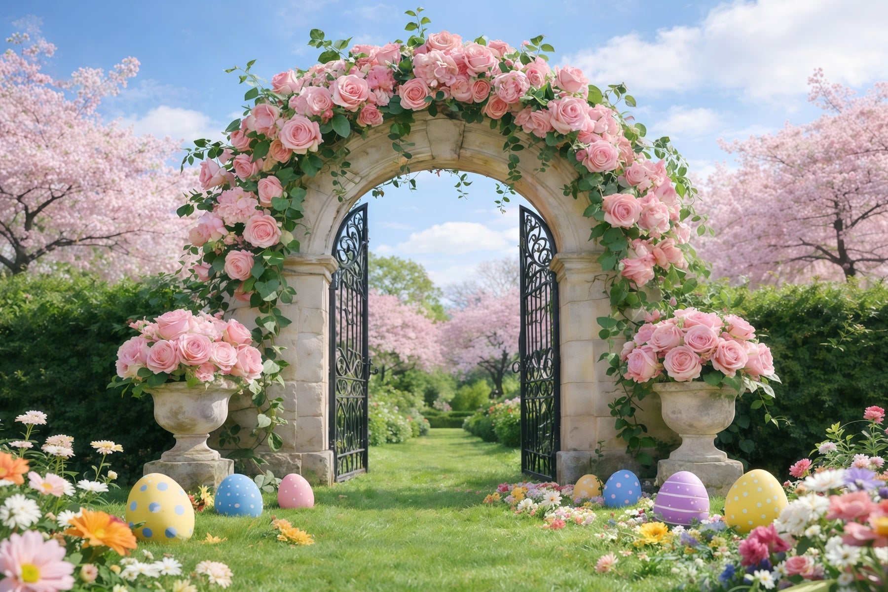Fond Photo Pâques Bouquet Fleurs Sauvages Herbe GQ61-58