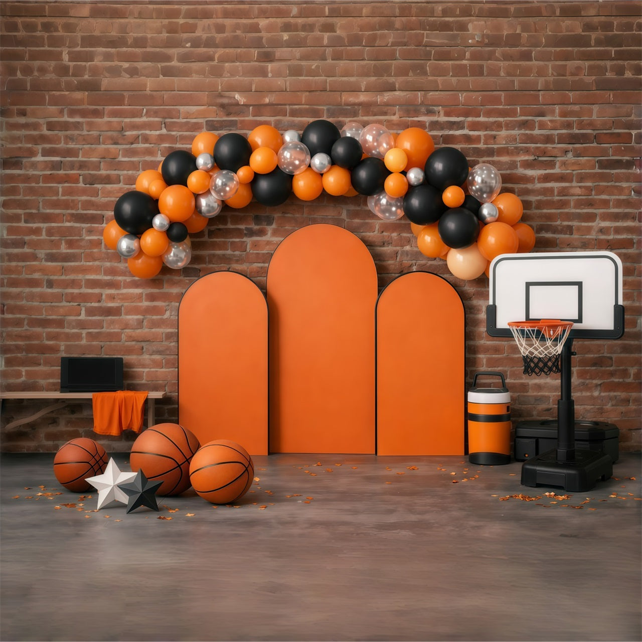 Fond Photo Sport Basketball Arche Ballons Mur Briques GQ61-72