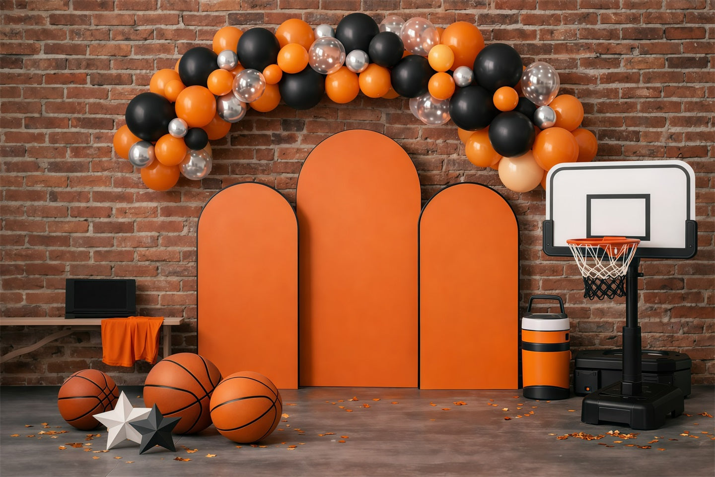 Fond Photo Sport Basketball Arche Ballons Mur Briques GQ61-72
