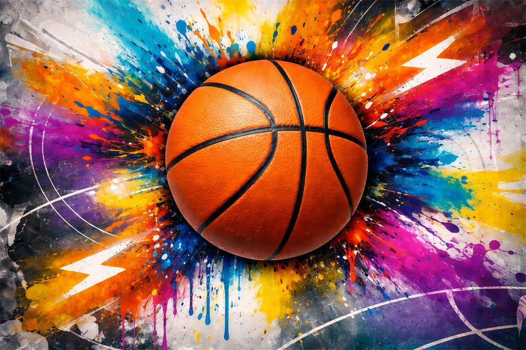 Toile de fond Photo Basketball Mur de graffiti Abstrait Éclaboussures Peinture GQ61-75