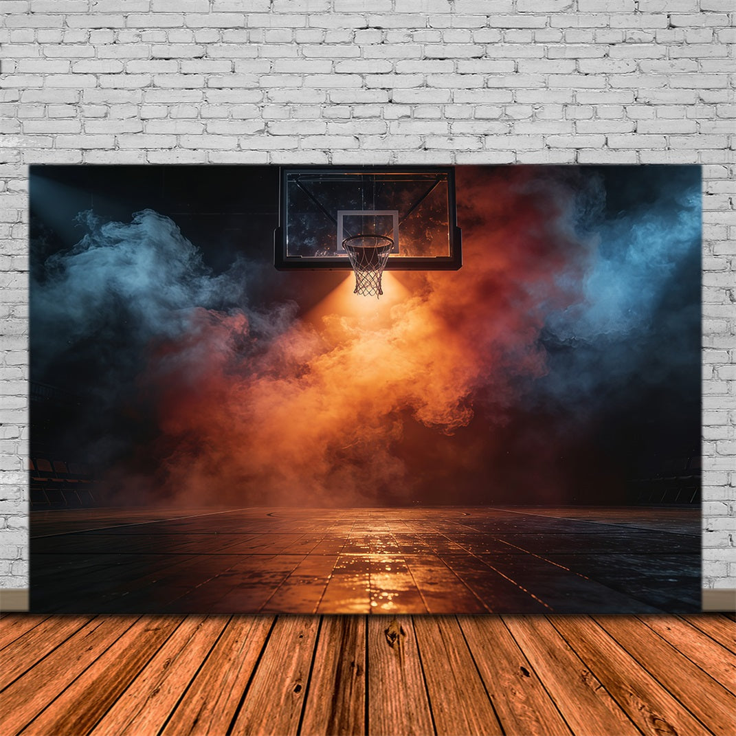 Toile de fond Photo Sport Basketball Terrain Projecteur Fumée Feu GQ61-79
