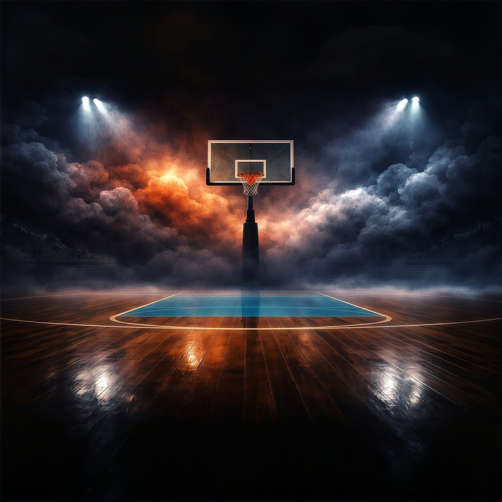 Fond Photo Sport Basketball Terrain Stade Dramatique Nuages Abstraits GQ61-80
