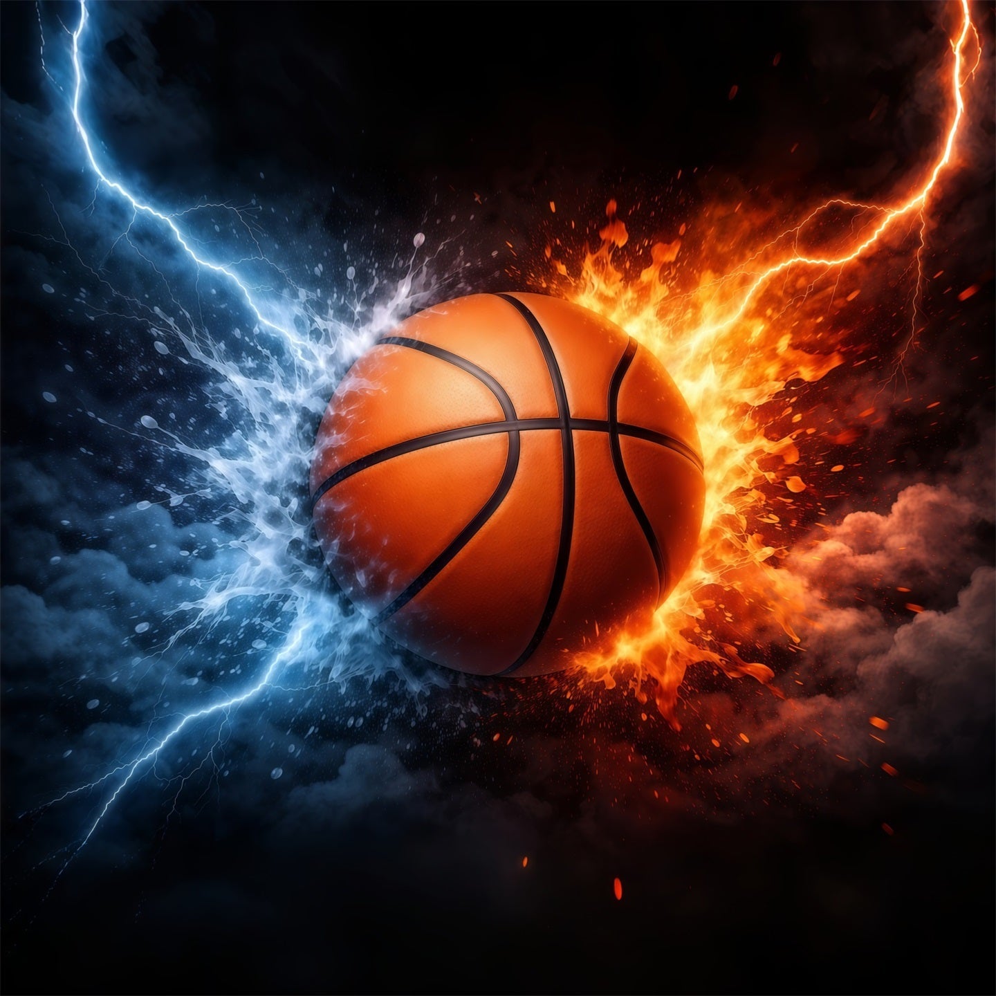 Toile de fond Sport Basketball Explosion Énergie Eau Feu GQ61-81